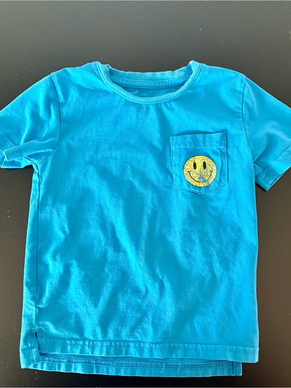 Little Bipsy Turquoise Short Sleeve Tee with Yellow Smiley Pocket